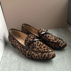 SIZE 10 / J Crew Genuine Leather / Leopard Flats